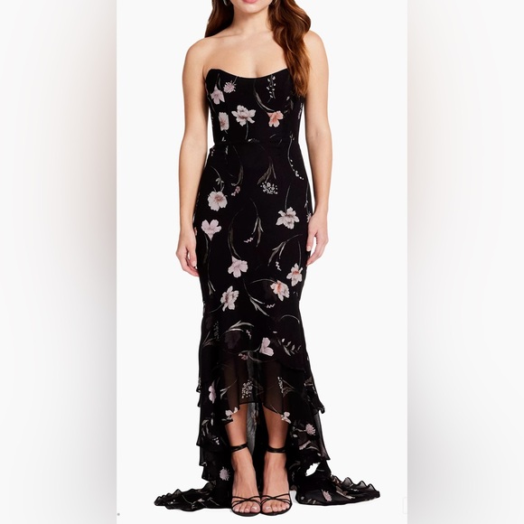 KATIE MAY x FREE PEOPLE Charlie Strapless Floral Bustier Ruffle Dress XS $425